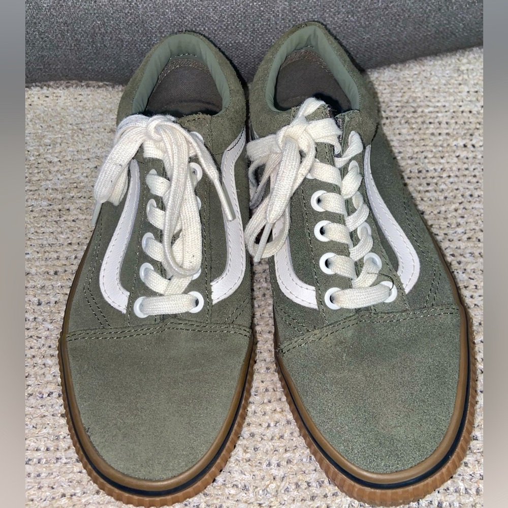 Vans Green Classic White Stripe Lace Up Sneakers
